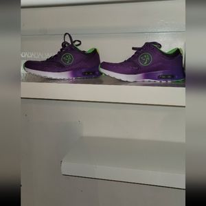 Purple and green zumba sneakers